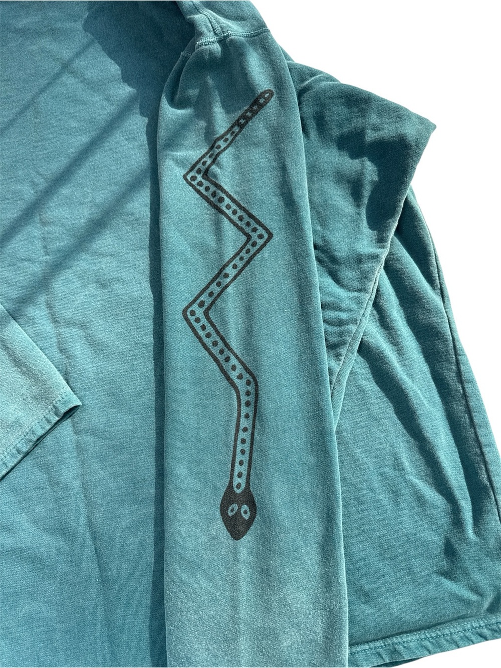 Vintage Rock Art by Bravo Oversized Loose Sweatshirt Teal Native Art Snake L - Picture 3 of 8